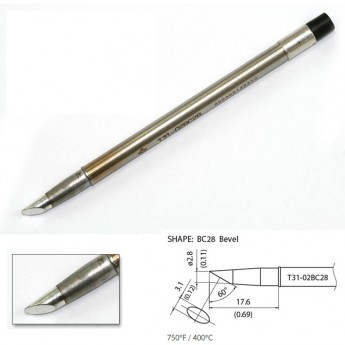 Наконечник HAKKO T31-02BC28 для станций FX-100 (400℃) Наконечник HAKKO T31-02BC28 для станций FX-100 (400℃)