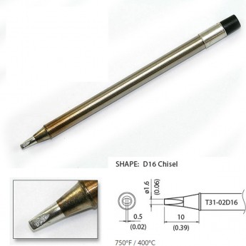 Наконечник HAKKO T31-02D16 для станций FX-100 (400℃) Наконечник HAKKO T31-02D16 для станций FX-100 (400℃)