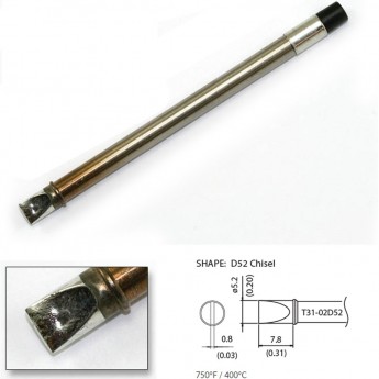 Наконечник HAKKO T31-02D52 для станций FX-100 (400℃) Наконечник HAKKO T31-02D52 для станций FX-100 (400℃)