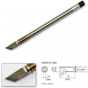 Наконечник HAKKO T31-02KU для станций FX-100 (400℃) Наконечник HAKKO T31-02KU для станций FX-100 (400℃)