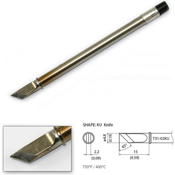 Наконечник HAKKO для станций FX-100 (400℃) T31-02KU Наконечник HAKKO для станций FX-100 (400℃) T31-02KU
